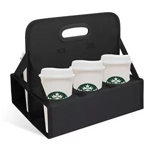 Portable 6 Cup Drink Carrier w/ Handle Foldable Cup Coffee Carrier for Delivery - Picture 1 of 7