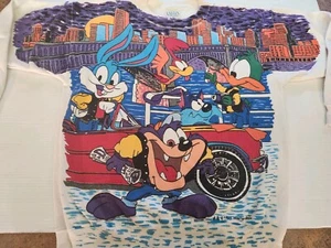 Vintage 1993 Looney Tunes Tiny Toons Crewneck Sweatshirt Sz Large All Over Print - Picture 1 of 24