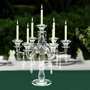 Crystal Candelabra Candlestick 7-arm Candle Holder Wedding Birthday Party Gift - Picture 1 of 16