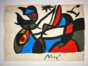 Joan Miró COA art painting original drawing vintage paper signed stamped - Picture 1 of 3