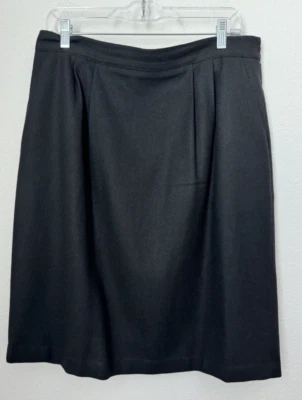 Falda de lana negra lisa vintage Sag Harbor para mujer bolsillos plisados 18 *defecto* Foto 1 de 4