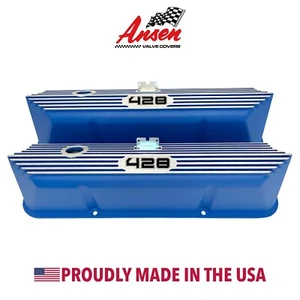 Ford FE 428 Tall Valve Covers Blue - Die-Cast Aluminum - Ansen USA - Picture 1 of 5