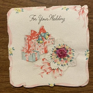 Vintage 1940s Hallmark Wedding Marriage Congratulations Card Gifts Flowers P3D - Picture 1 of 15