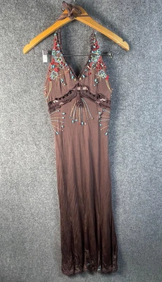 VTG Class Roberto Cavalli Brown Silk Sheath Midi Dress - Image 1 of 4
