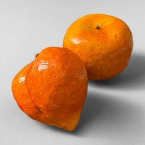 Vintage Pappmaché Kunstfrüchte 2 Stück bunt - Bild 1 von 5