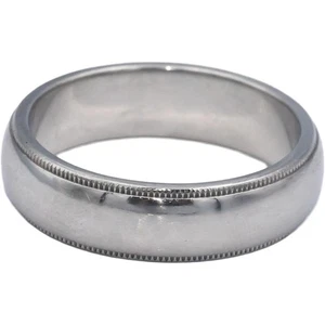 TIFFANY & CO. Platinum Jewelry Double Milgrain Band Ring Size 9.5 - Picture 1 of 4