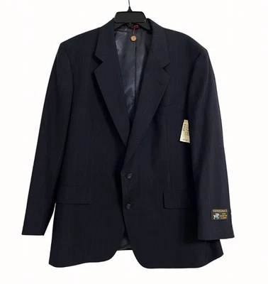 Blazer VRG Hart Schaffner & Marx Hombres 46R Azul Marino Rayas Viraclo $475 Chaqueta Años 80 Foto 1 de 4