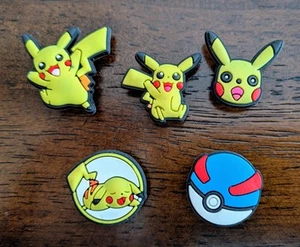 NEW Lot of 5 Pokemon Pikachu Poke Ball Shoe Charms - Picture 1 of 1