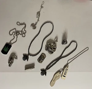 Gothic Jewelry Lot Steel Skulls Rings & Necklace Punk Emo Alt - Foto 1 di 10