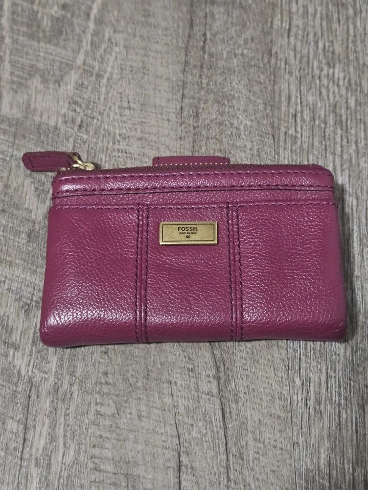 Cartera de cuero fósil mini multifunción púrpura/rojo  Foto 1 de 4