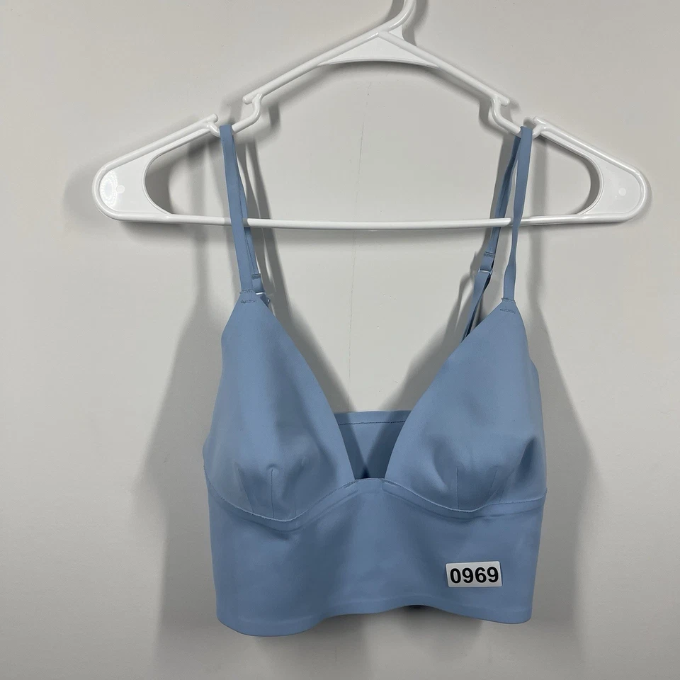 Intimately Free People Feels Right Bralette S Blue V Neckline Stretch - Image 1 of 4