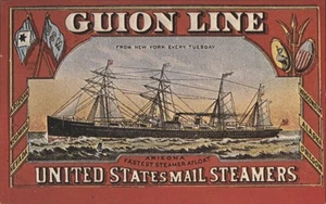 Guion Line Steamer Arizona,U.S. Mail Steamer Charles Ira Sachs Collection - Picture 1 of 2