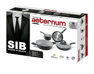 Batteria Pentole alluminio 5 pz+ Coperchio SIB Stone in Black Aeternum - Foto 1 di 5