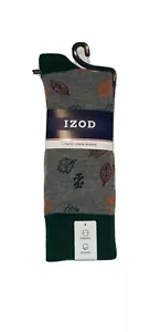 Izod Mens 1 pack Crew Socks Shoe Size 6-12.5 Stretch Wicking Leaves Multicolor - Picture 1 of 1