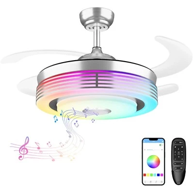 42 Inch Modern Retractable Ceiling Fan with Lights and Smart Remote,LED Fande... - Image 1 of 4
