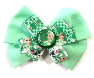 Hermoso arco de pelo de gasa verde Elsa de Frozen inspirado para niñas. - Imagen 1 de 3