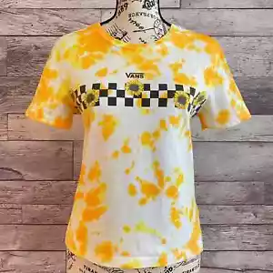 Vans Custom Yellow Tie Dye Sunflowers & Black Checker Logo Tee - Size Medium - Bild 1 von 12