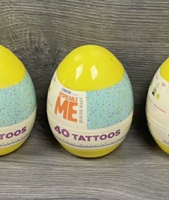 Huevos de plástico Jumbo Despicable Me Minion 40 tatuajes nuevos sellados amarillos Foto 1 de 3