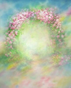 photography backdrop background blue pink floral flowers summer spring  5x7ft - Picture 1 of 2