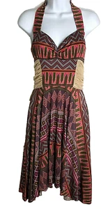 Jasper Garvida London Designer Silk Geometric Print Miele Dress 4 - Picture 1 of 10