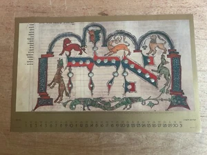 Dettaglio pagina apertura stampa deuteronomio opera d'arte senza cornice 1981 calendario vintage Israele - Foto 1 di 22