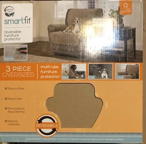 SMART FIT Oversized FURNITURE COVER WATERPROOF 3 PIECE RECLINER TAN - Picture 1 of 3