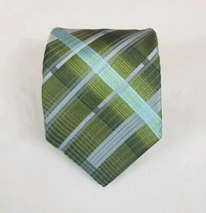 Ted Baker 100% Silk Neck Tie Green Plaid 60L 3.5W - Picture 1 of 4