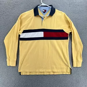 Camicia Rugby Vintage Tommy Hilfiger Classica Uomo Grande Giallo Manica Lunga LEGGI - Foto 1 di 16