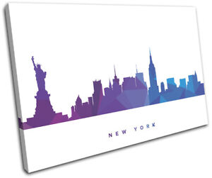 New York Skyline Geometric City SINGLE CANVAS WALL ART Picture Print