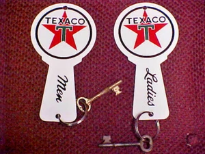Texaco Restroom Bathroom Key Fobs & Rings 1950's - 1970's Men & Ladies - Picture 1 of 3