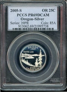 2002-S SILVER OREGON STATE QUARTER PCGS PR69DCAM CERT #21995738 - Picture 1 of 2