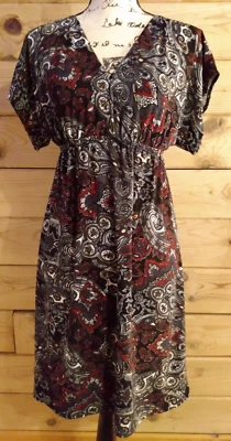 Vestido para mujer Jon & Anna negro rojo cachemira escote profundo cintura imperio talla M Foto 1 de 4