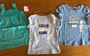 3 Mädchen neue Sommertops blau grün grau Paket Größe 4 4t neu mit Etikett $ 44 Einzelhandel kein Pink - Bild 1 von 8
