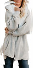 Yanekop Women Oversized Sherpa Jackets Fuzzy Fleece Medium, Light Grey 