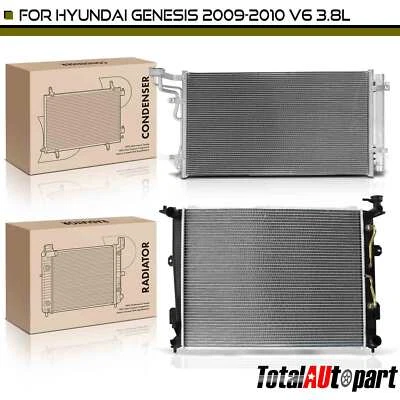 2x Kit de refrigeración de radiador y condensador de CA para Hyundai Genesis 2009-2010 3,8 L delantero Foto 1 de 4