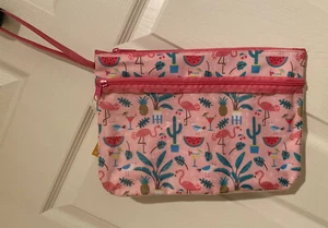 Flamingo Swim Suit Sack, Zipper Pocket & Strap Watermelons Cherries Pineapples - Imagen 1 de 12