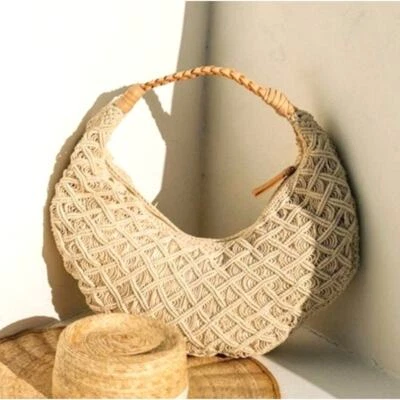 Nuevo con etiquetas Bolso de Hombro Cleobella Hobo Crochet Marfil Crudo Blanco Beige Crema Hecho a Mano Foto 1 de 4