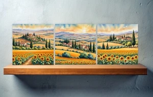 Azulejos de pared con salpicadero de cerámica Toscana - Azulejos de pared Toscana, juego de 3 azulejos decorativos - Imagen 1 de 5