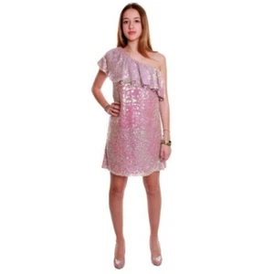 FACE TO FACE Suit Short Woman One-Shouldered Fabric Full Sequins Jolie A215 - Picture 1 of 7