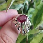 Natural African Red Ruby Stone Top Quality Red Yaqoot Stone Sterling Silver Ring
