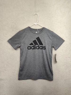 Adidas Boys Shirt Medium Gray 100% Polyester Short Sleeve Regular Fit Climalite - Image 1 of 4