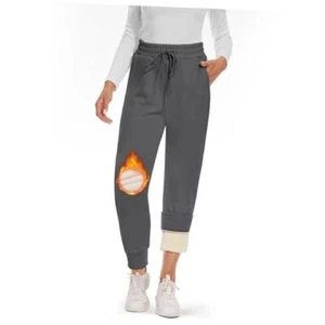 Fleece Lined Sweatpants Women - Joggers for Women with Medium Dark Grey - Picture 1 of 6