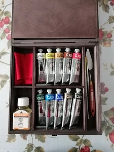 Colori a olio Maimeri valigetta in legno 10 tubetti 60ml pennelli tavolozza set - Foto 1 di 6