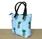 Indian Blue Pineapple Women Shopping Tote Bags Hand Block Printed Cotton Handbag