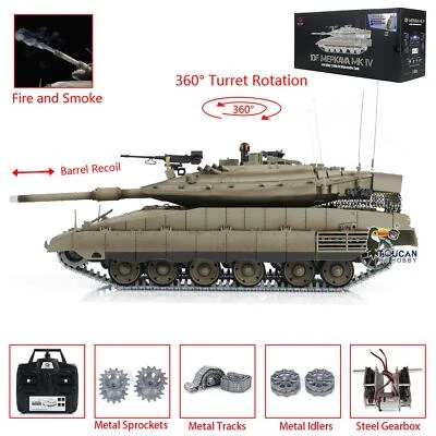 1/16 Henglong RC Tank BB Infrared IDF Merkava MKIV Open Fire Smoking 360°Turret - Image 1 of 4