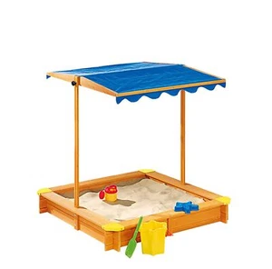 Holz-Sandkasten mit verstellbaren Dach 118cm Buddelkiste Sandkiste Sandbox - Bild 1 von 2