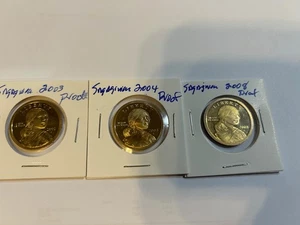 3 coins of Native American Sacagawea Proof Dollars 2003, 2004, and 2008 - Picture 1 of 2