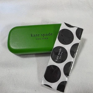 Kate Spade Sunglasses Hard Case Green Black Clam Shell With Microfiber Cloth 7" - Picture 1 of 9