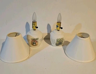 2 LÁMPARA DE MESA DE GUARDERÍA DE CABECERA BEATRIX POTTER PETER RABBIT DE COLECCIÓN Wedgewood ¡Funciona! Foto 1 de 4