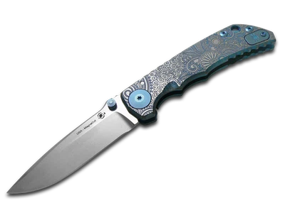 Navaja de Bolsillo Spartan Blades Harsey Folder SF5 Azul Paisley Titanio Corte Magna Foto 1 de 2